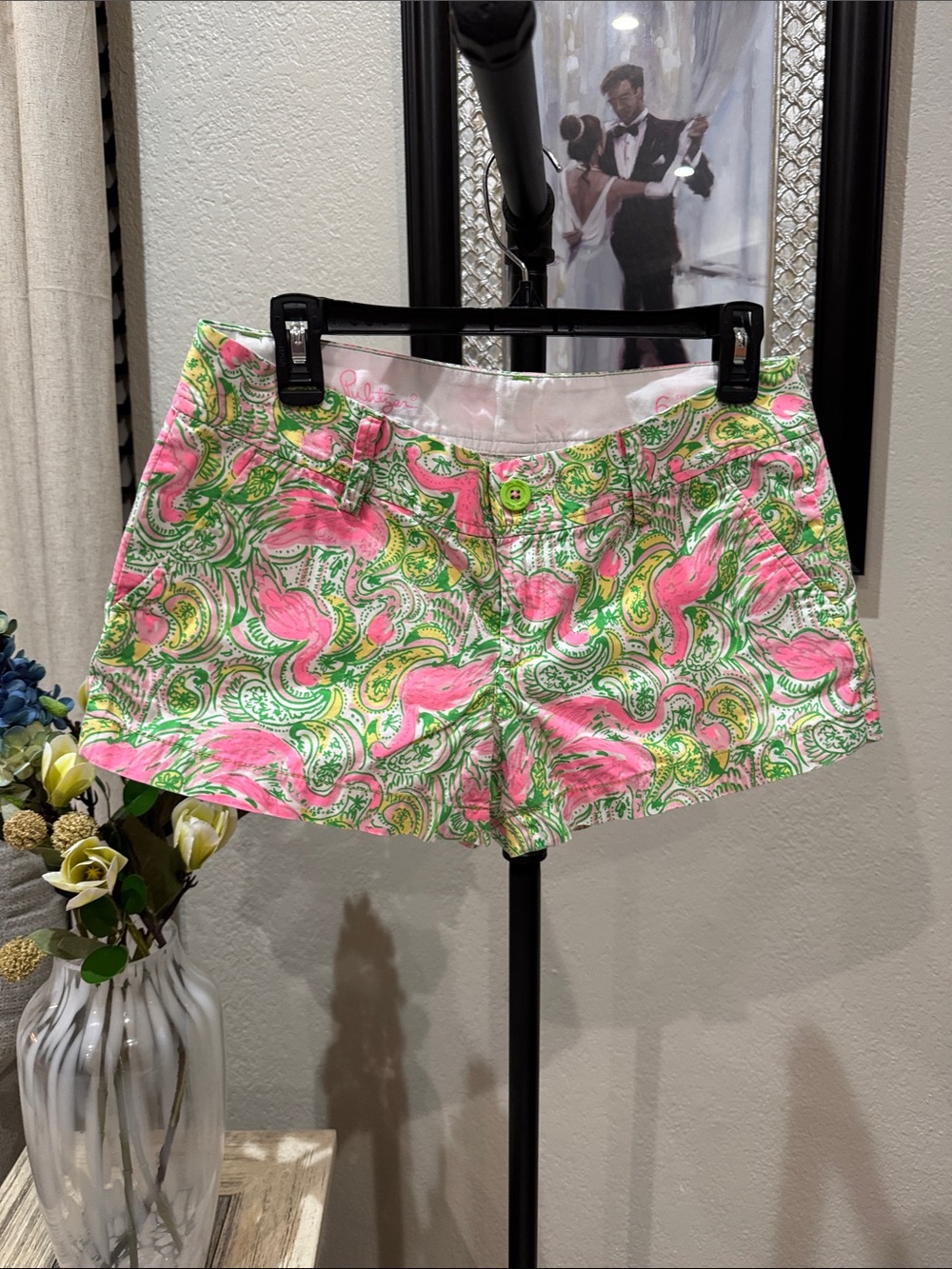 Lilly Pulitzer Pink & Green Paisley Jean Shorts